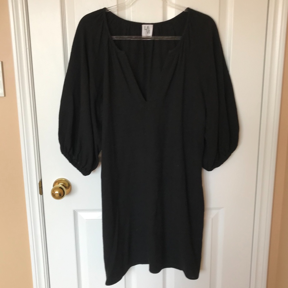 SAM & LAVI Black V-neck Cotton/Linen Dress Size S
